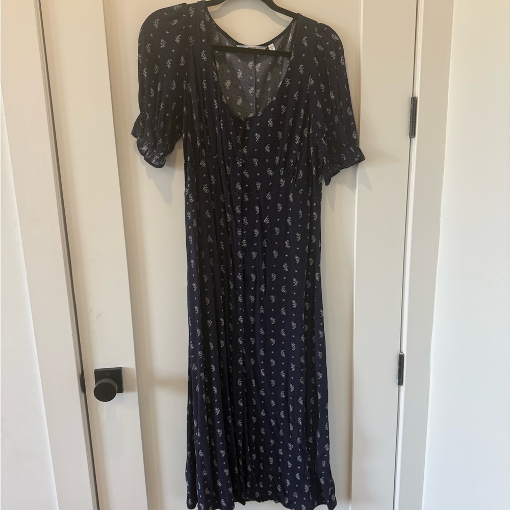 & Other Stories Dark Blue Paisley Midi Dress